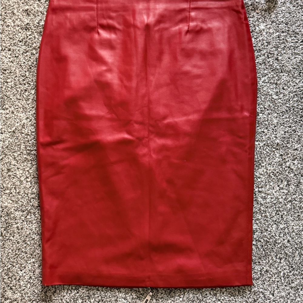 Velana Red Leather Pencil Skirt Made in Europe Vintage XL